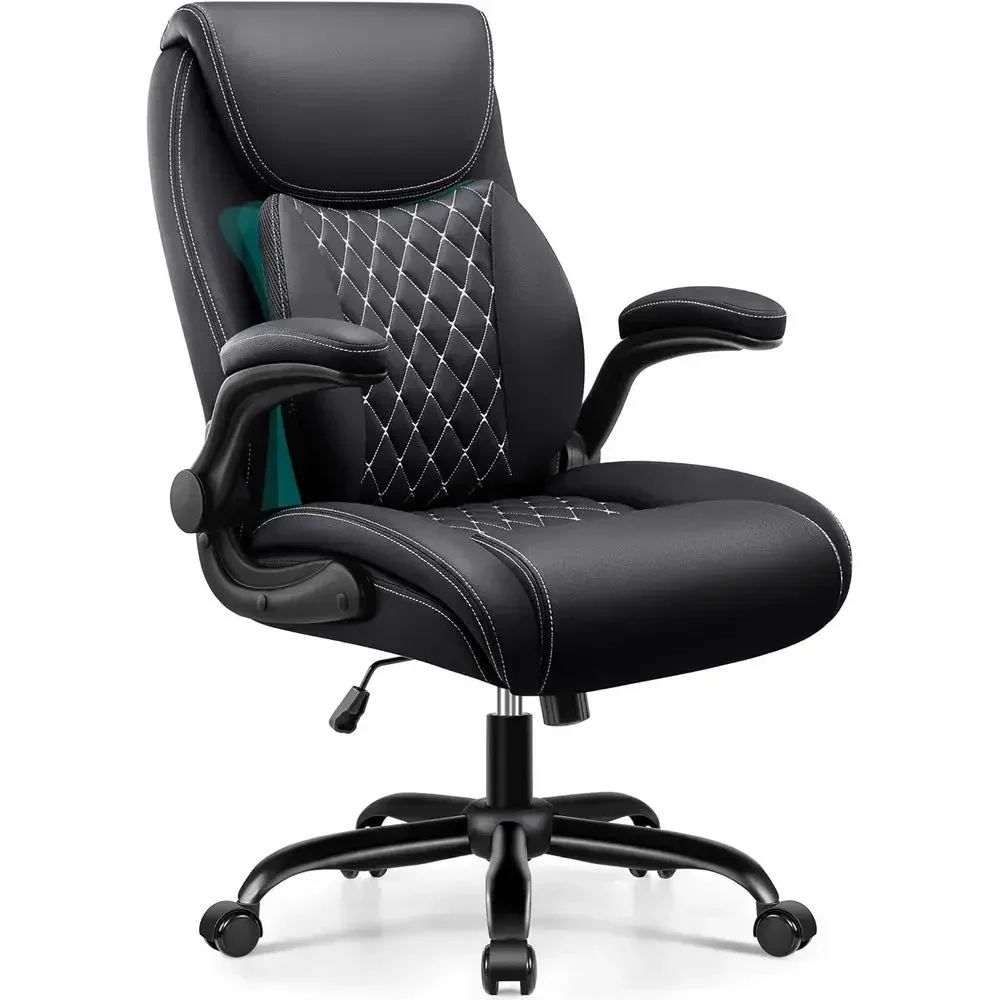 Leather Desk Pad - Ergonomic Lumbar Support Office Chair with